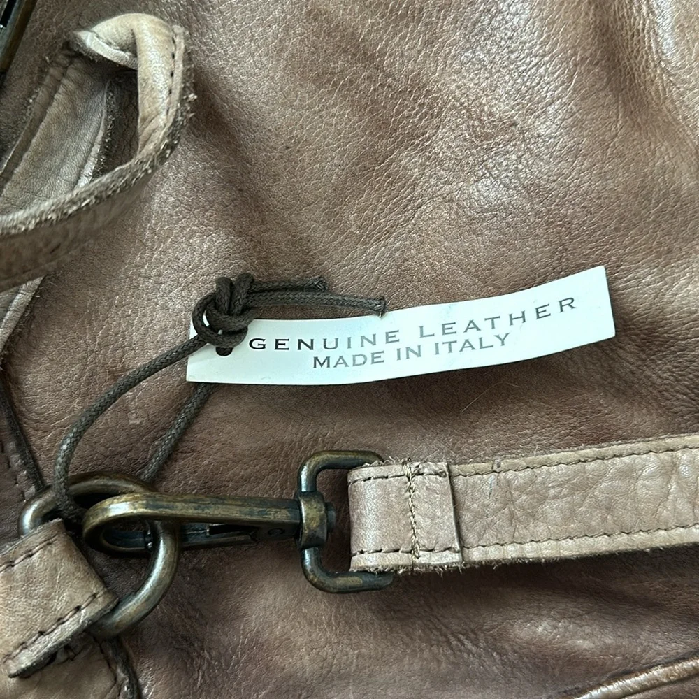 Italian Brown Woven Leather Backpack - Picture 6 of 7
